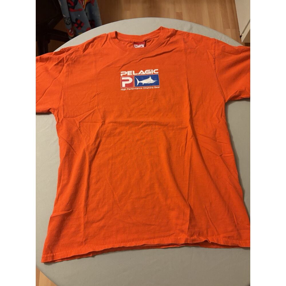 Pelagic Men's Short Sleeve Orange T-Shirt Size Large